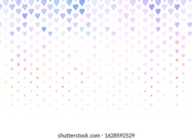 Light Blue, Yellow vector template with doodle hearts. Decorative design with hearts in simple style . Design for a business advert of anniversary.