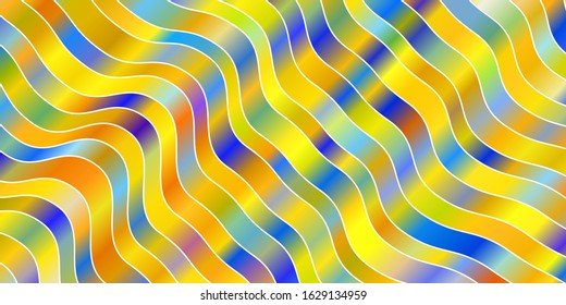 Light Blue, Yellow vector template with curves. Illustration in halftone style with gradient curves. Best design for your ad, poster, banner.