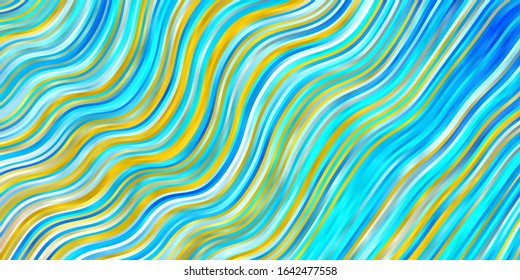Light Blue, Yellow vector template with lines. Abstract gradient illustration with wry lines. Pattern for booklets, leaflets.