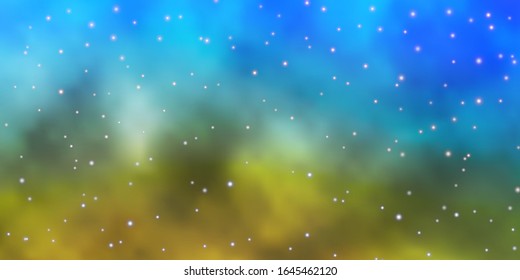 Hellblaue, gelbe Vektorillustration-Vorlage mit Neonstern. Farbige Illustration im abstrakten Stil mit Farbverlauf-Sternen. Das beste Design für Ihre Anzeige, Ihr Poster, Ihr Banner.