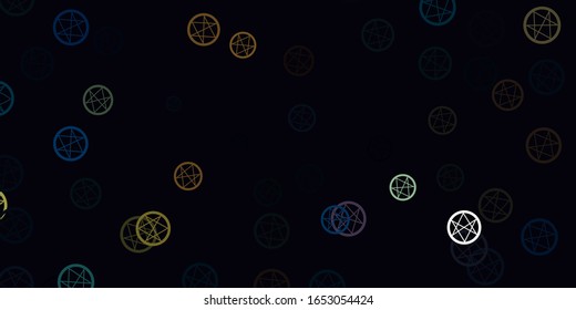 Light Blue, Yellow vector template with esoteric signs. Abstract illustration with gothic gradient shapes. Simple base for your occult design.