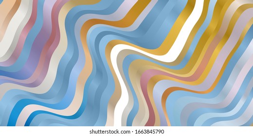 Light Blue, Yellow vector template with curved lines. Bright illustration with gradient circular arcs. Best design for your ad, poster, banner.