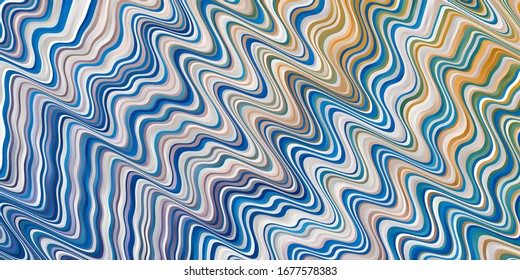Plantilla vectorial amarillo, azul claro con líneas curvas. Ilustración de degradado abstracta con líneas de desgaste. Diseño para su promoción empresarial.
