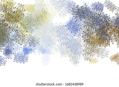 Hellblaue, gelbe Vektorillustration-Vorlage mit künstlicher Intelligenz. Farbige AI-Struktur mit Farbverlauf-Linien und Punkten. Muster für Poster, Banner der Technik.