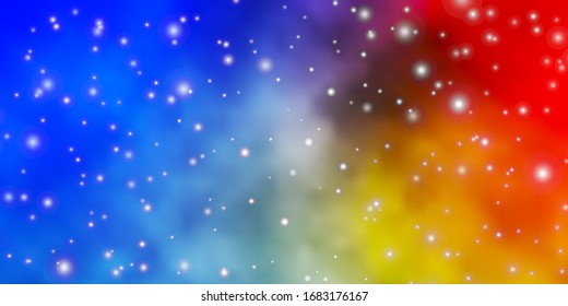 Light Blue, Yellow vector template with neon stars. Blur decorative design in simple style with stars. Pattern for websites, landing pages.