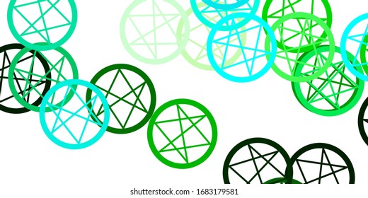 Light Blue, Yellow vector template with esoteric signs. Retro design in abstract style with witchcraft forms. Simple design for occult depiction.
