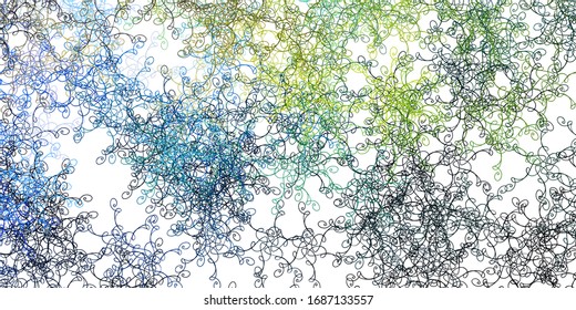 Light Blue, Yellow vector template with curves. Abstract illustration with gradient bows. Best design for your posters, banners.