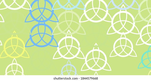 Light Blue, Yellow vector template with esoteric signs. Retro design in abstract style with witchcraft forms. Best design halloween events.