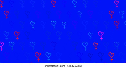 Light Blue, Yellow vector template with businesswoman signs. Abstract illustration with a depiction of women power. Design for International Women Day.