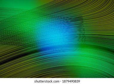 Light Blue, Yellow vector template with curved lines. Shining colorful illustration in simple curve style. Pattern for your design.