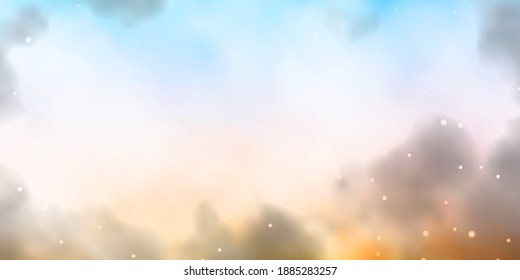 Azul claro, plantilla vectorial amarilla con estrellas de neón. Ilustración decorativa con estrellas en plantilla abstracta. Patrón de anuncios de año nuevo, folletos.