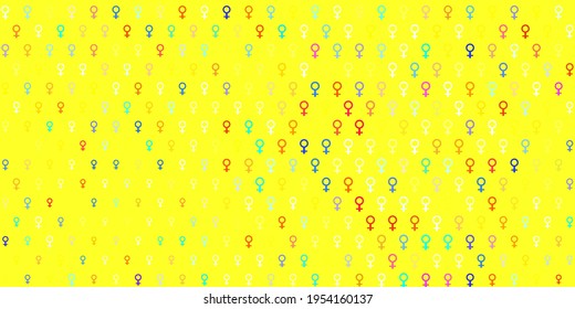 Light Blue, Yellow vector template with businesswoman signs. Simple design in abstract style with women rights activism. Background for International Women Day.