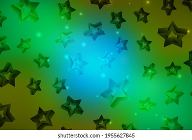 Light Blue, Yellow vector template with sky stars. Stars on blurred abstract background with gradient. Pattern for astrology websites.