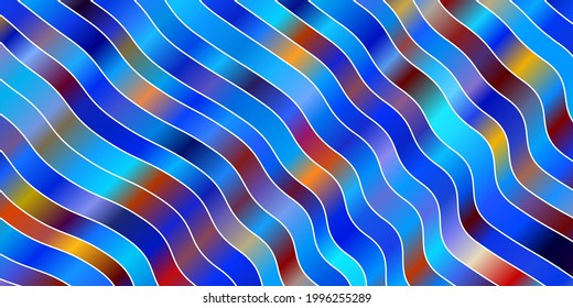 Light Blue, Yellow vector template with curves. Abstract illustration with gradient bows. Pattern for websites, landing pages.