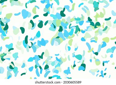 Light blue, yellow vector template with memphis shapes. Colorful chaotic forms with gradient in modern style. Modern design for your business card.