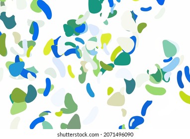 Light blue, yellow vector template with memphis shapes. Colorful chaotic forms with gradient in modern style. Best smart design for your business.