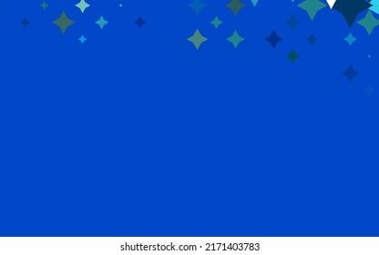 Azul claro, plantilla vectorial amarilla con estrellas del cielo. Ilustración abstracta brillante con estrellas de colores. La plantilla se puede utilizar como fondo.