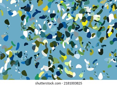 Light blue, yellow vector template with memphis shapes. Decorative design in abstract style with random forms. Background for a cell phone.