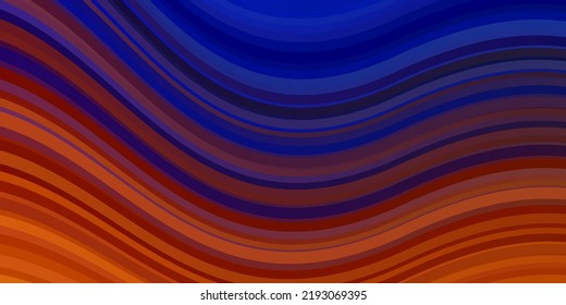 Azul claro, plantilla de vector amarillo con líneas. Ilustración en estilo de medio tono con curvas de degradado. Patrón de anuncios, comerciales.