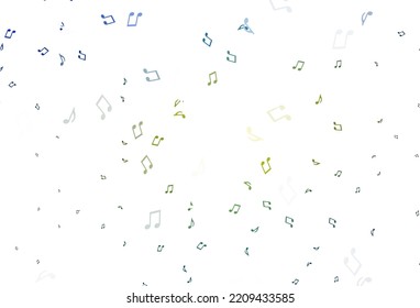 Light Blue, Yellow vector template with musical symbols. Shining illustration of colorful gradient music notes. Modern design for wallpapers.