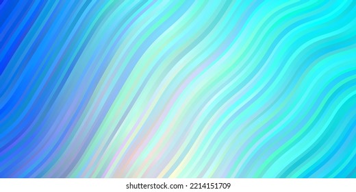 Light Blue, Yellow vector template with curved lines. Abstract illustration with gradient bows. Smart design for your promotions.