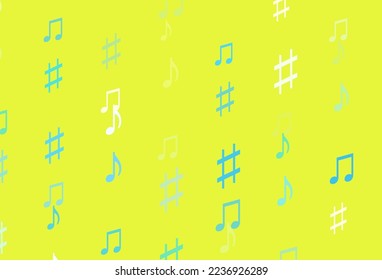 Light Blue, Yellow vector template with musical symbols. Abstract illustration with colorful symbols of melody. Pattern for websites of musitians.