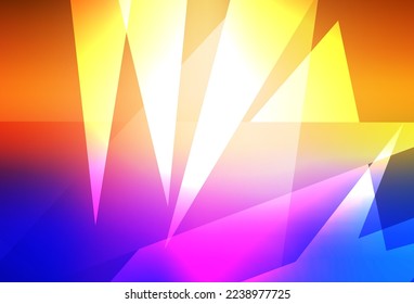 Azul claro, plantilla de vector amarillo con cristales, triángulos. Triángulos sobre fondo abstracto con gradiente colorido. Diseño elegante para tapices.