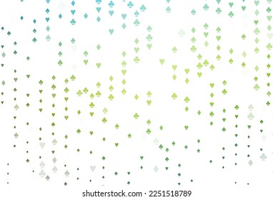 Light Blue, Yellow vector template with poker symbols. Colored illustration with hearts, spades, clubs, diamonds. Pattern for booklets, leaflets of gambling houses.