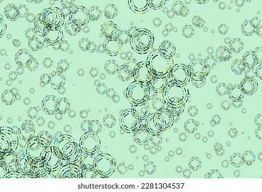 Hellblau, gelbe Vektorvorlage mit Kreisen. Glitzere abstrakte Illustration mit unscharfem Regen. Wassermuster, Regen fällt.