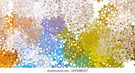 Hellblaue, gelbe Vektorvorlage mit Eisschneeflocken. Intelligente geometrische abstrakte Illustration mit Eis, Schnee. Muster der neuen Jahresblätter
