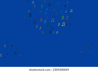 Light Blue, Yellow vector template with musical symbols. Isolated colorful music keys on abstract background. Template for fasion magazines.
