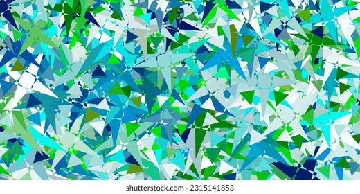 Plantilla vectorial amarillo azul claro con formas triangulares. Ilustración de material web con triángulos abstractos coloridos. Patrón para promociones.