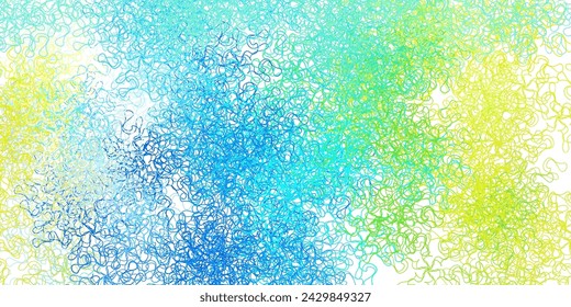 Plantilla de vector azul claro, amarillo con líneas. Ilustración colorida, que consiste en curvas. Diseño inteligente para tus promociones.