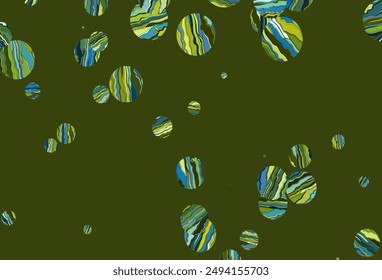 Plantilla de Vector azul claro y amarillo con círculos. Hermosa ilustración de colores con círculos borrosos en estilo natural. Patrón de agua, gotas de lluvia.