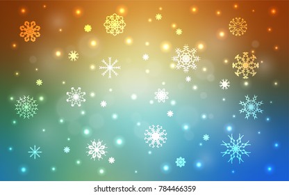 Light Blue, Yellow vector template with ice snowflakes. Decorative shining illustration with snow on abstract template. The pattern can be used for new year ad, booklets.