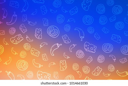 Light Blue, Yellow vector texture with delicious snacks. Beautiful colored illustration with food in doodle style. Pattern for menu of cafes, bars, restaurants.