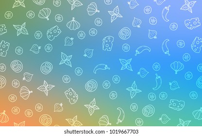 Light Blue, Yellow vector texture with delicious snacks. Decorative shining illustration with food on abstract template. Design for ad, poster, banner of cafes or restaurants.