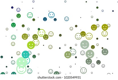 Light Blue, Yellow vector texture with happy smiles. Blurred decorative design of smiles in doodle style. Design for positive ad, poster, banner.