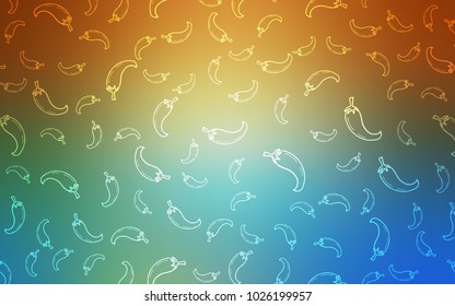 Light Blue, Yellow vector texture with hot peppers. Illustration with set of fresh peppers in doodle style. Pattern for menu of cafes, bars, restaurants.