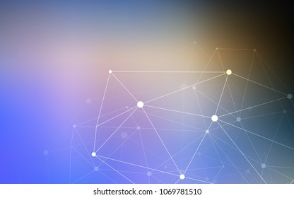 Light Blue, Yellow vector texture with disks, lines. Glitter abstract illustration with connection of triangle structure. Beautiful design for your business advert.