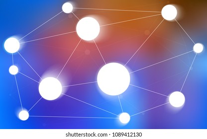 Light Blue, Yellow vector texture with disks, lines. Glitter abstract illustration with connection of triangle structure. Pattern can be used for futuristic ad, booklets.