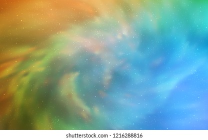 Light Blue, Yellow vector texture with milky way stars. Glitter abstract illustration with colorful cosmic stars. Pattern for astronomy websites.