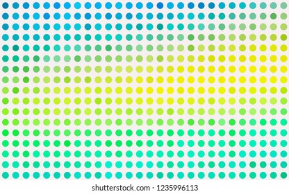 Light Blue, Yellow vector texture with disks. Glitter abstract illustration with blurred drops of rain. Design for posters, banners.