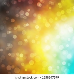 Light Blue, Yellow vector texture with circles. Illustration with set of shining colorful abstract spheres. Design for your commercials.