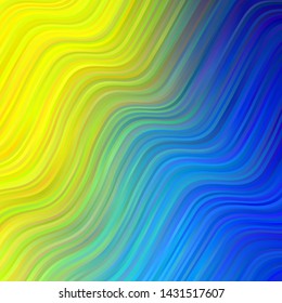 Light Blue, Yellow vector texture with wry lines. Colorful illustration with curved lines. Template for cellphones.
