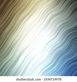 Light Blue, Yellow vector texture with wry lines. Abstract illustration with gradient bows. Template for cellphones.