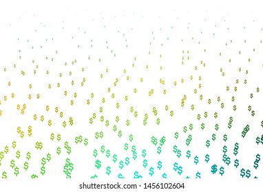 Light Blue, Yellow vector texture with financial symbols. Blurred design in with symbols of USD. Template for ads of markets, loans.