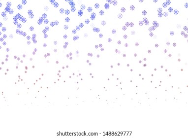 Light Blue, Yellow vector texture with colored snowflakes. Glitter abstract illustration with crystals of ice. Template for a new year background.