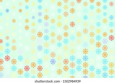 Light Blue, Yellow vector texture with colored snowflakes. Modern geometrical abstract illustration with snowflakes. New year design for business advert.