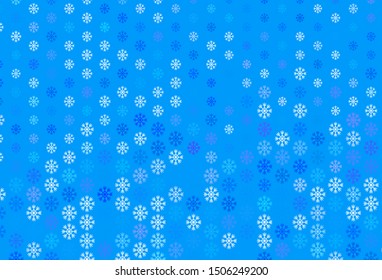 Light Blue, Yellow vector texture with colored snowflakes. Shining colorful illustration with snow in christmas style. New year design for business advert.